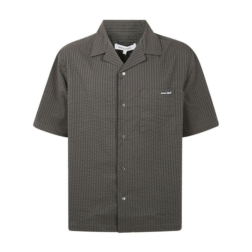 MAISON KITSUNE Vertical Stripe Short Sleeve Shirt Men GREEN Shirts